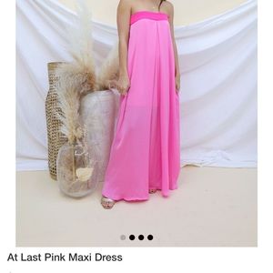 Strapless pink maxi dress